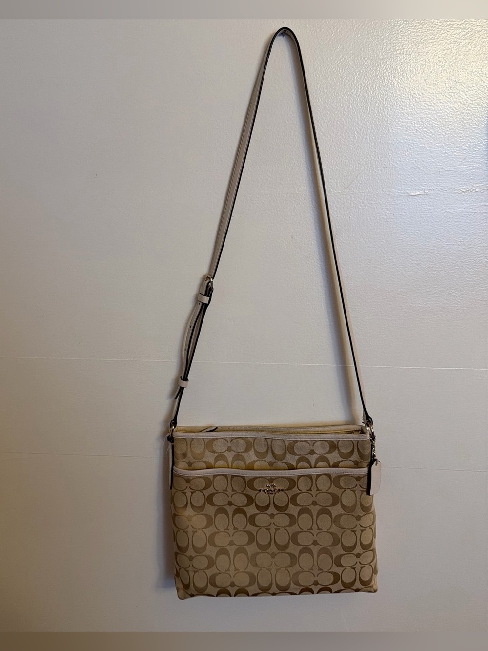 Coach Beige Signature Canvas Crossbody Bag